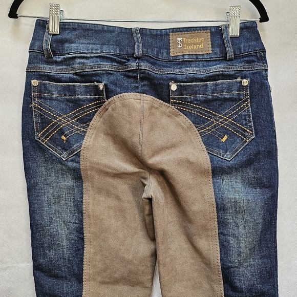 Tredstep Ireland Equestrian Full Seat Jean Riding Breeches. Blue Brown Sz 28R - Picture 4 of 8